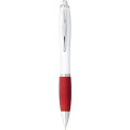 Nash ballpoint pen with white barrel and coloured grip (black ink)