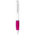 Nash ballpoint pen with white barrel and coloured grip (black ink)