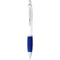 Nash ballpoint pen white barrel and coloured grip (blue ink)