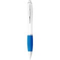 Nash ballpoint pen white barrel and coloured grip (blue ink)