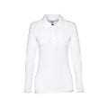 THC BERN WOMEN WH. Women's long-sleeved polo shirt in cotton piqué and viscose with removable label