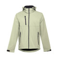 THC ZAGREB. Men's softshell jacket with detachable hood and rounded back hem