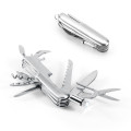 SOLDEN. Multifunction pocket knife in stainless steel and metal with mini LED flashlight