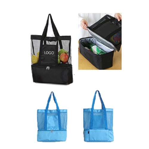 Double Layer Mesh Insulated Cooler, Beach Tote Bag