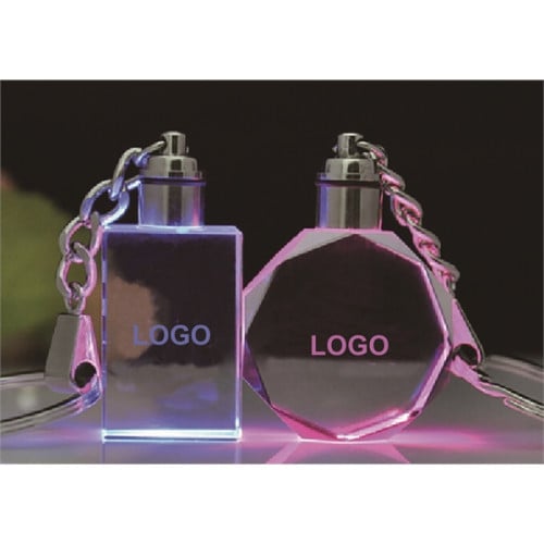 LED Octagon, Rectangle Crystal Keychain