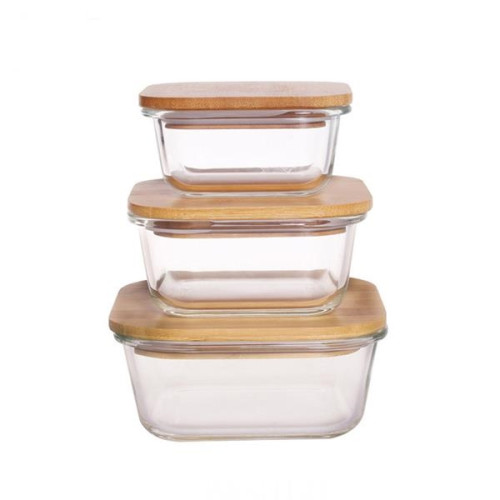 Glass Food Container with Bamboo Lid