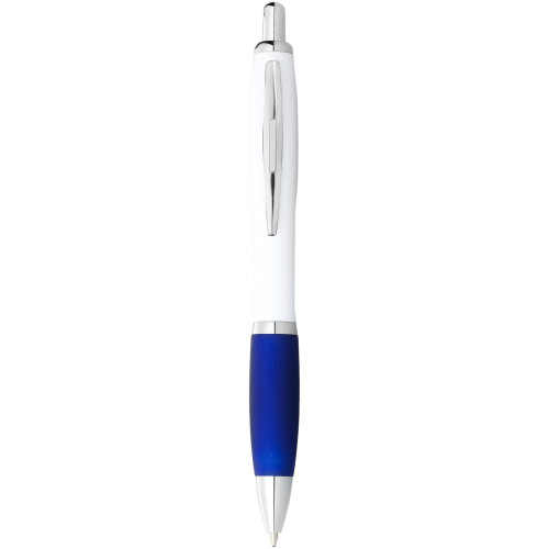 Nash ballpoint pen white barrel and coloured grip (blue ink)