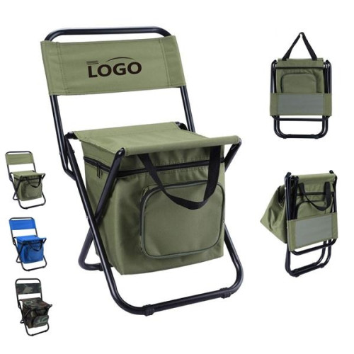 Portable Backrest Folding Chair With Cooler Bag