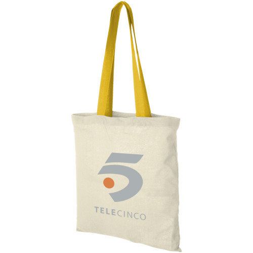 Nevada 100 g/m² cotton tote bag coloured handles 7L