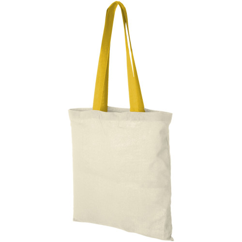 Nevada 100 g/m² cotton tote bag coloured handles 7L