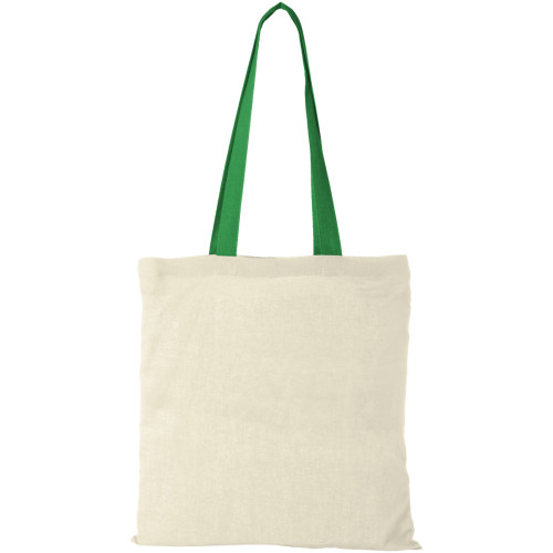 Nevada 100 g/m² cotton tote bag coloured handles 7L