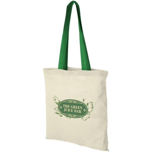 Nevada 100 g/m² cotton tote bag coloured handles 7L