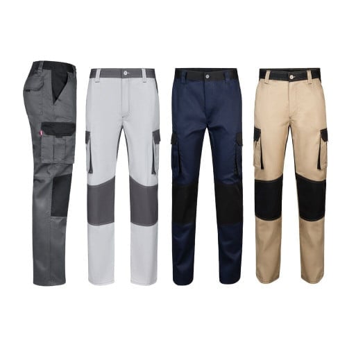 VL NJORD. Two-tone multi-pocket twill trousers (240 g/m²), in cotton (35%) and polyester (65%)