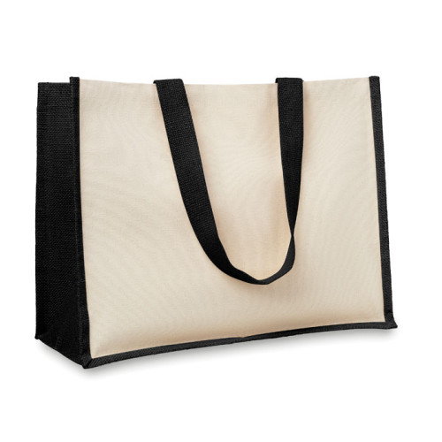 CAMPO DE FIORI Jute and canvas shopping bag