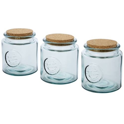 Aire 800 ml 3-piece recycled glass jar set