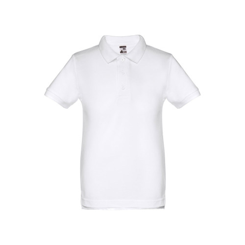 THC ADAM KIDS WH. Kids short-sleeved 100% cotton piqué polo shirt unisex). White