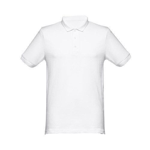 THC MONACO WH. Men's short-sleeved piqué polo shirt in 100% cotton