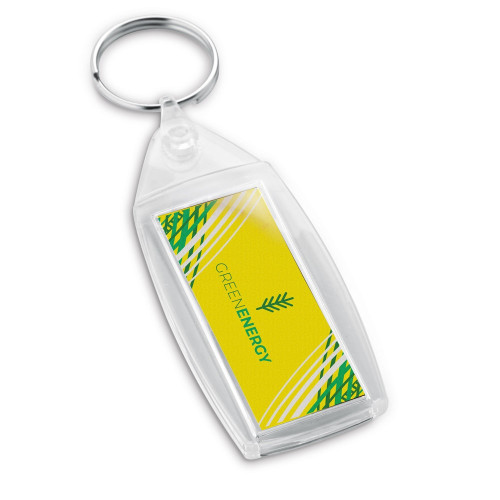 BELAIR. Rectangular shaped clear PS keyring