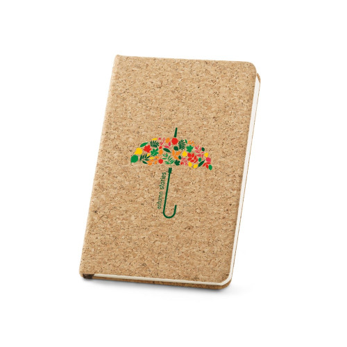 ADAMS A5. A5 cork notebook with ivory-colored plain sheets