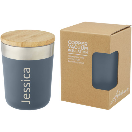 Lagan 300 ml copper vacuum insulated stainless steel tumbler with bamboo lid