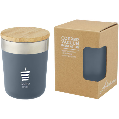 Lagan 300 ml copper vacuum insulated stainless steel tumbler with bamboo lid