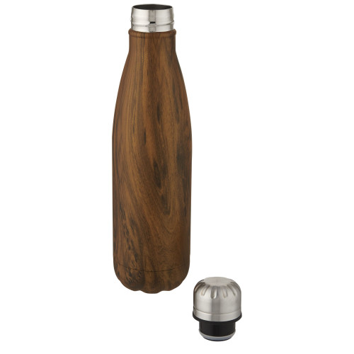 Cove 500 ml vacuum insulated stainless steel bottle with wood print