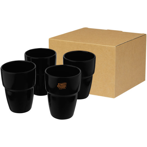 Staki 4-piece 280 ml stackable mug gift set