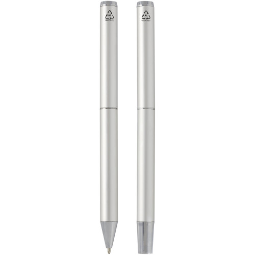 Lucetto recycled aluminium ballpoint and rollerball pen gift set