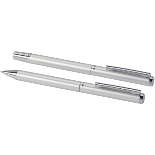 Lucetto recycled aluminium ballpoint and rollerball pen gift set