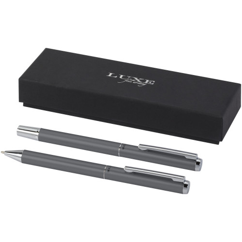 Lucetto recycled aluminium ballpoint and rollerball pen gift set