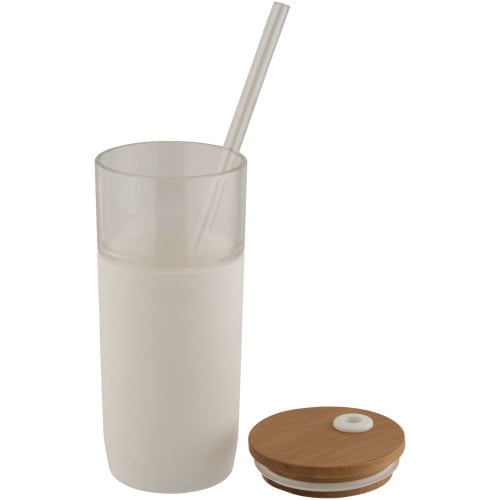 Arlo 600 ml glass tumbler with bamboo lid